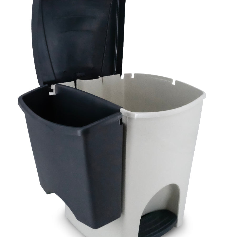 Cubo De Reciclaje Kitchen Move 50L EDGE Silver - Acero Inoxidable, 2 Compartimentos (30L+20L), Pedal Suave