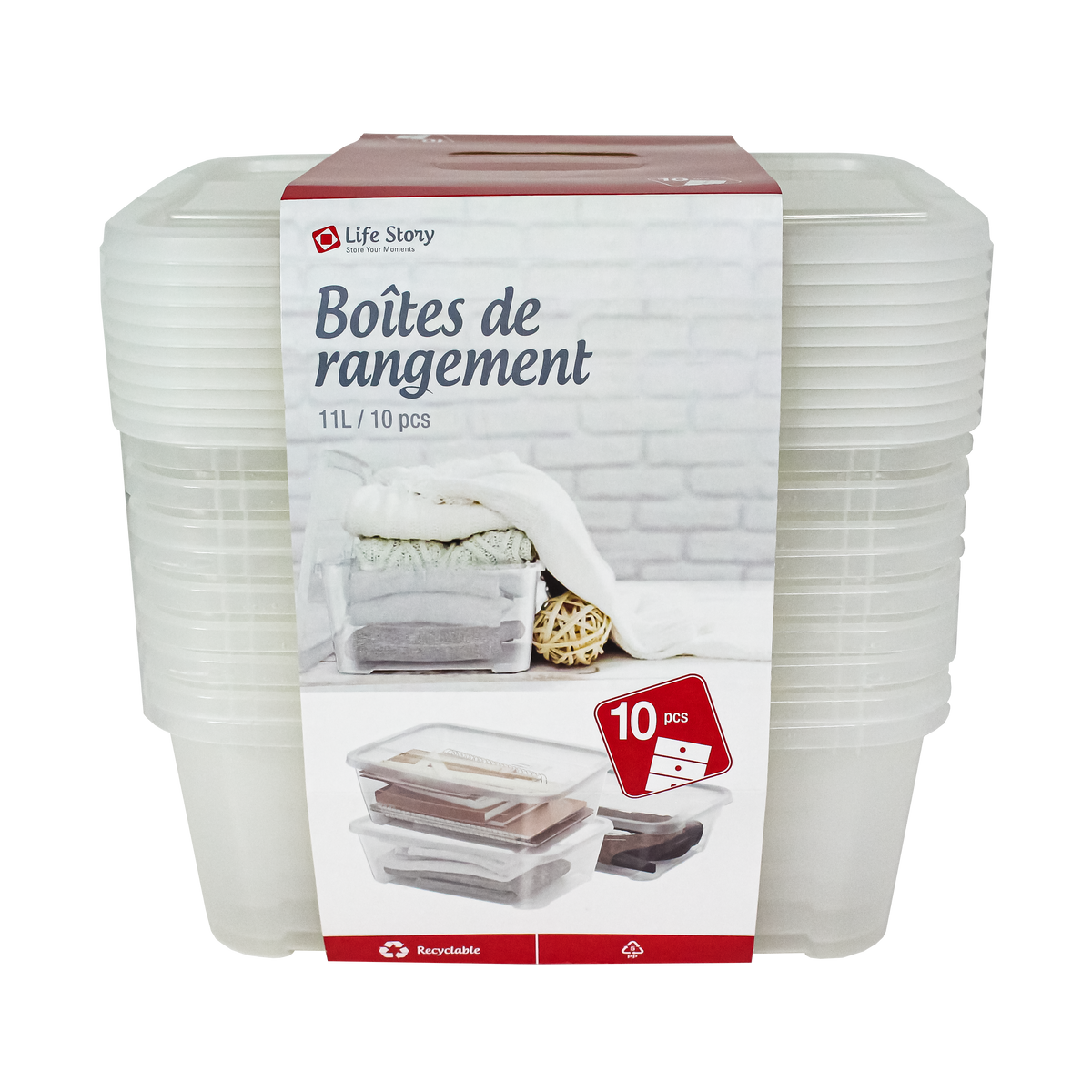Pack de 20 Cajas de Almacenamiento Life Story 11L Transparentes con Tapa