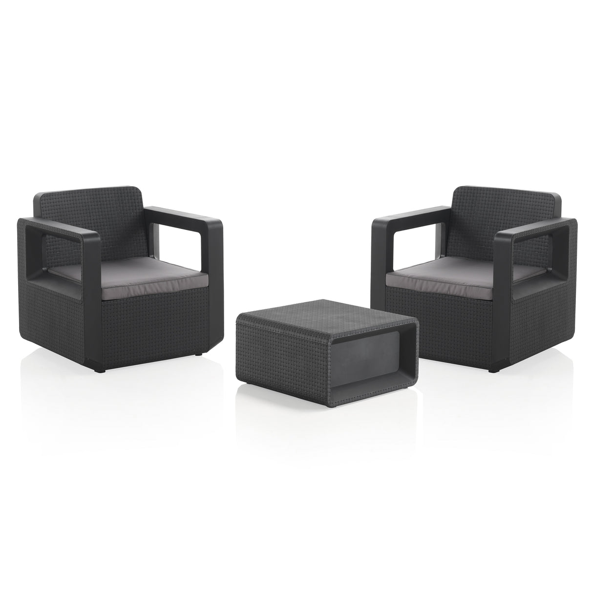 Conjunto de Jardín de Plástico Reciclado - Venus Tête-à-Tête | 2 Sillones y Mesa para Exterior