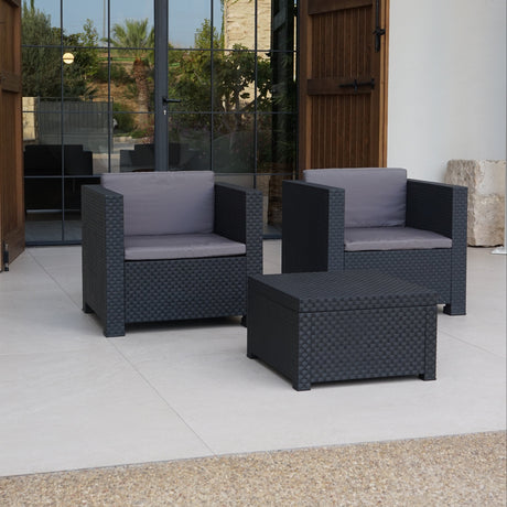 Conjunto de Jardín de Plástico Reciclado - Diva Tête-à-Tête | 2 Sillones y Mesa para Exterior