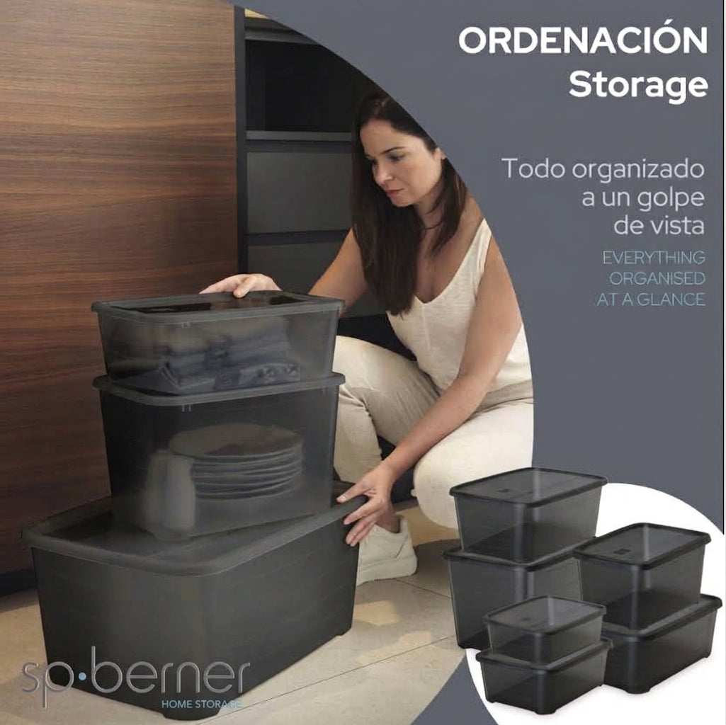 Pack de 5 Cajas Organizadoras con Tapa 6L