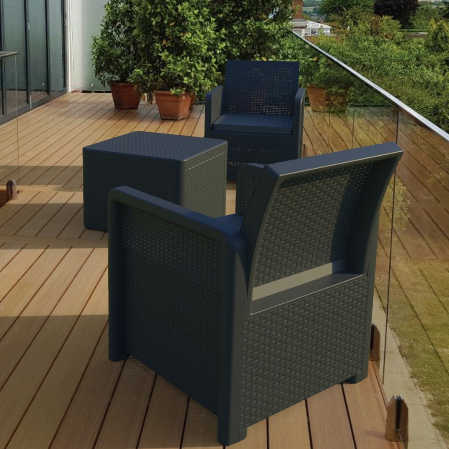 Nassau Tête-à-Tête Garden Set with Storage | Recycled Plastic Chairs and Table