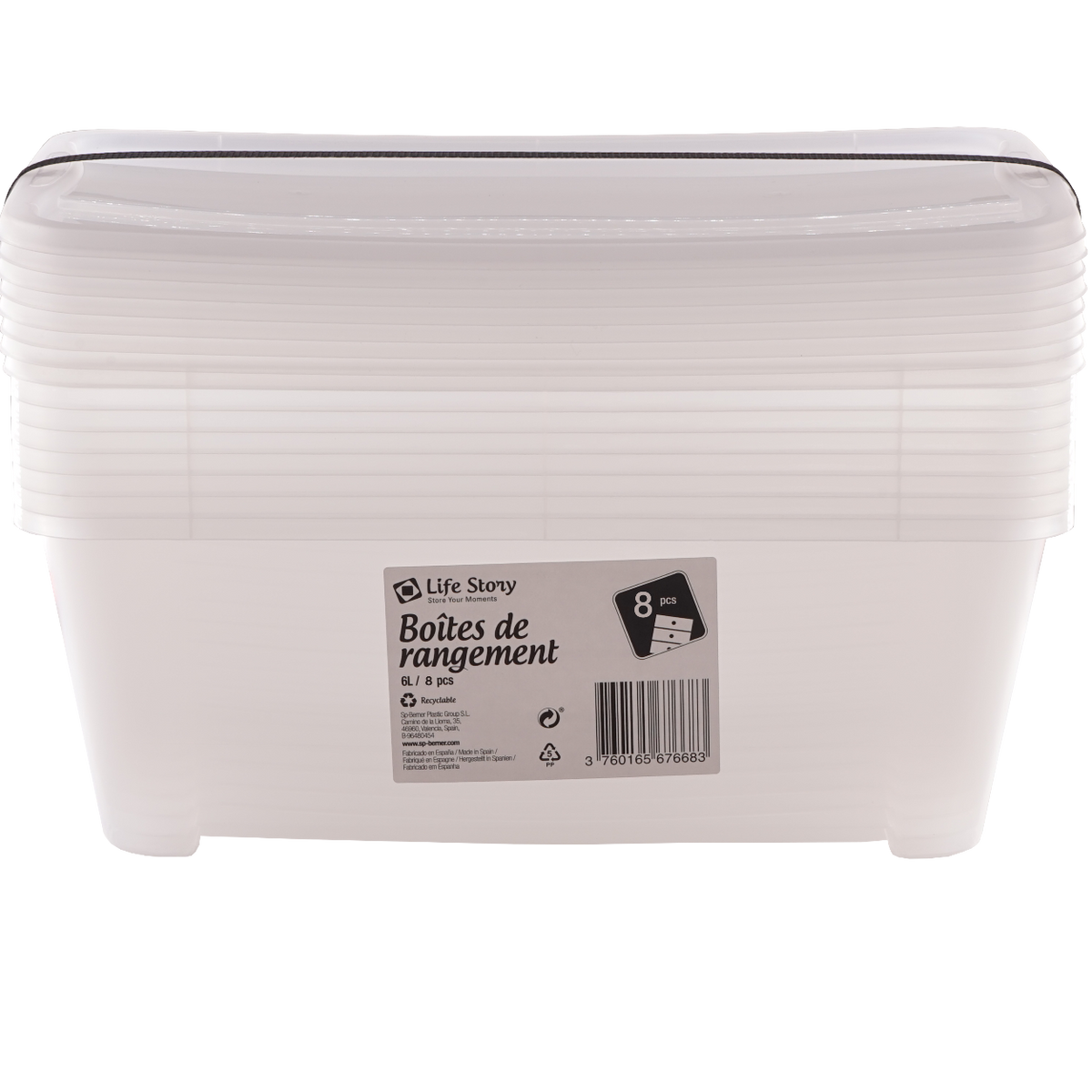 Pack de 8 Cajas Organizadoras con Tapa 6L