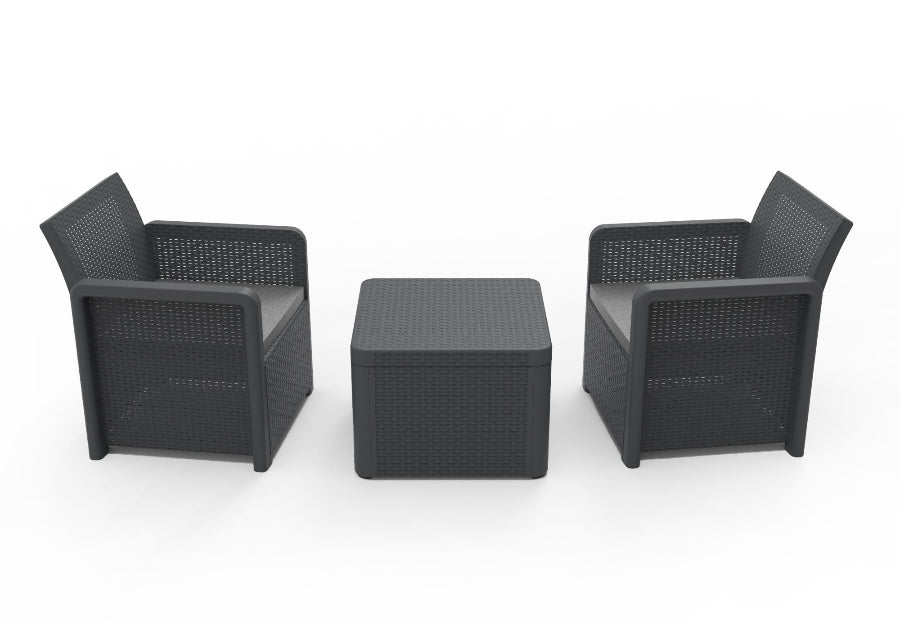 Conjunto de Jardín con Almacenamiento - Nassau Tête-à-Tête | Sillones y mesa de plástico reciclado