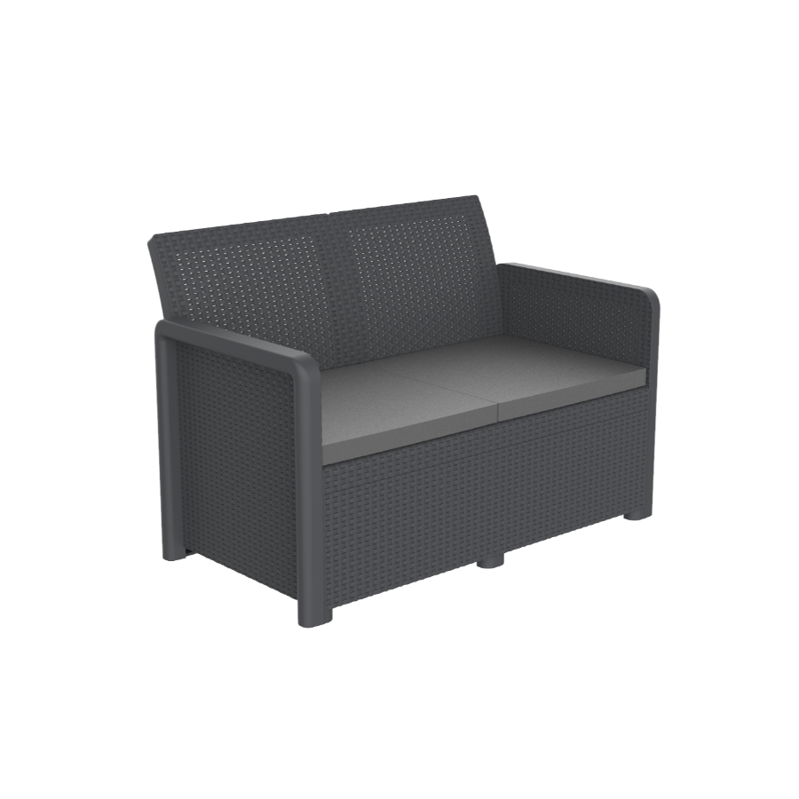 Nassau Confort Storage Graphite Garden Set | Sofa, Armchairs, and Table Made of Recycled Plastic