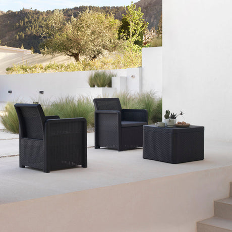 Conjunto de Jardín con Almacenamiento - Nassau Tête-à-Tête | Sillones y mesa de plástico reciclado