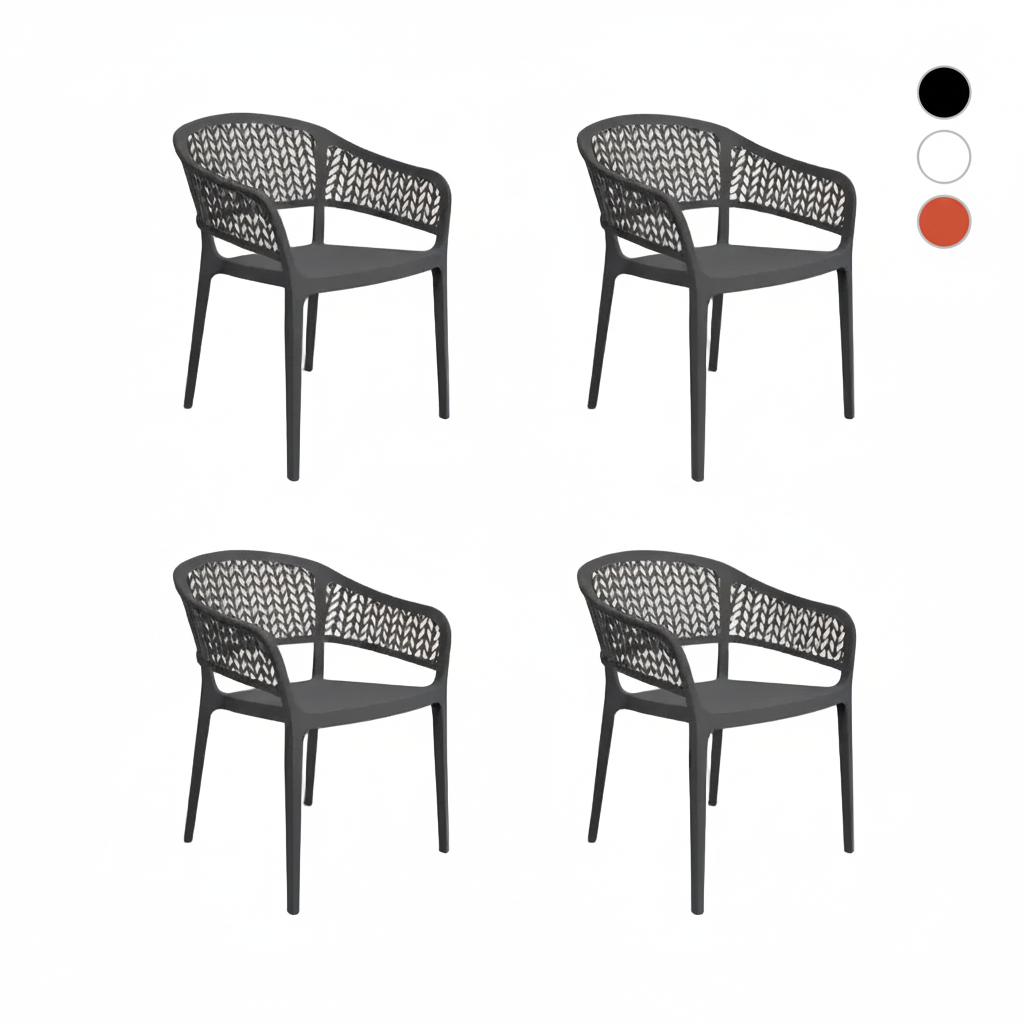 Pack de 4 Sillas Saona de Plástico Reciclado | Estilo Moderno y Confort
