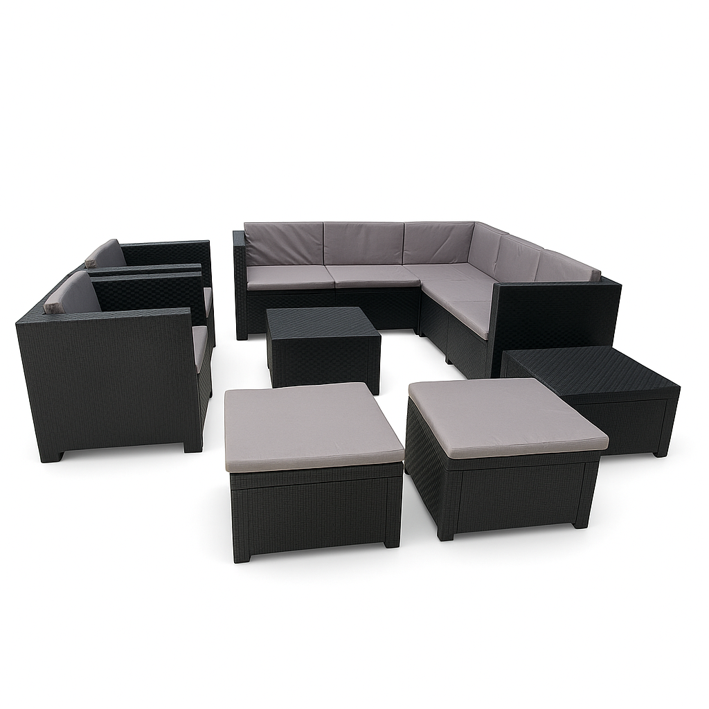 Conjunto de Muebles de Jardín de Plástico Reciclado - San Andrés | 9 plazas