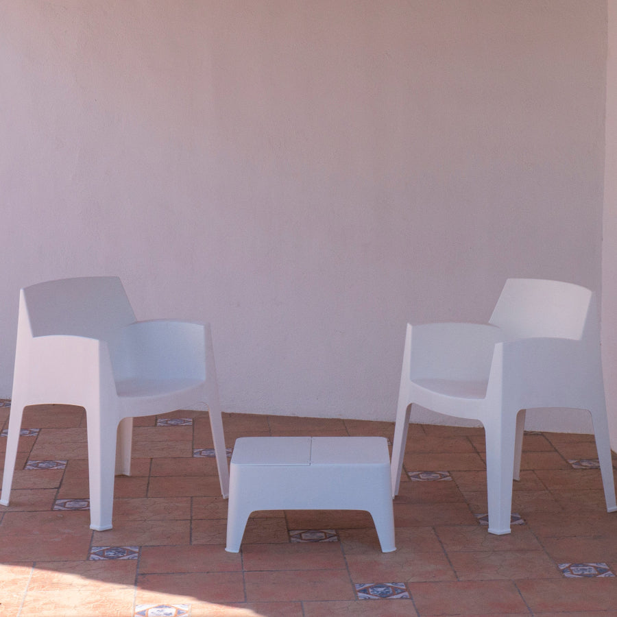 Conjunto de Muebles de Jardín de Plástico Reciclado - Costa Blanco | Sillón y Mesa Exterior