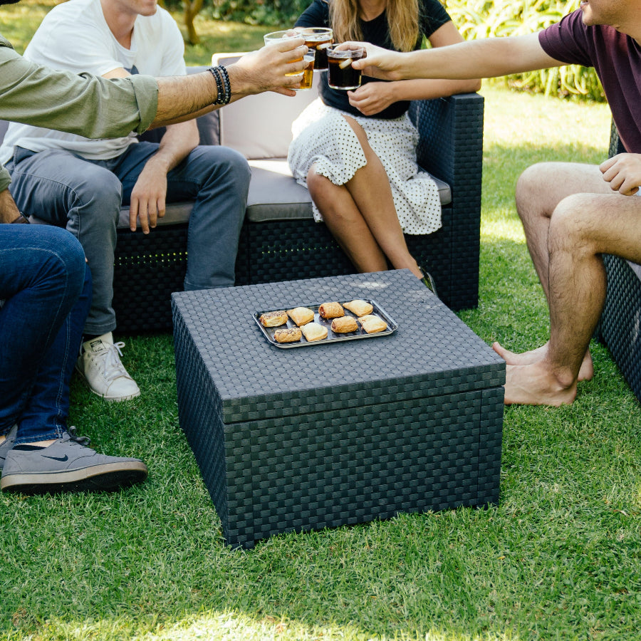 Manhattan Recycled Plastic Garden Furniture Set | Sofa, Ottoman, and Outdoor Armchair