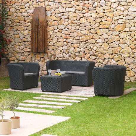 Conjunto de Jardín con Almacenamiento - Nova Confort Storage | Sofá y Mesa de Plástico Reciclado