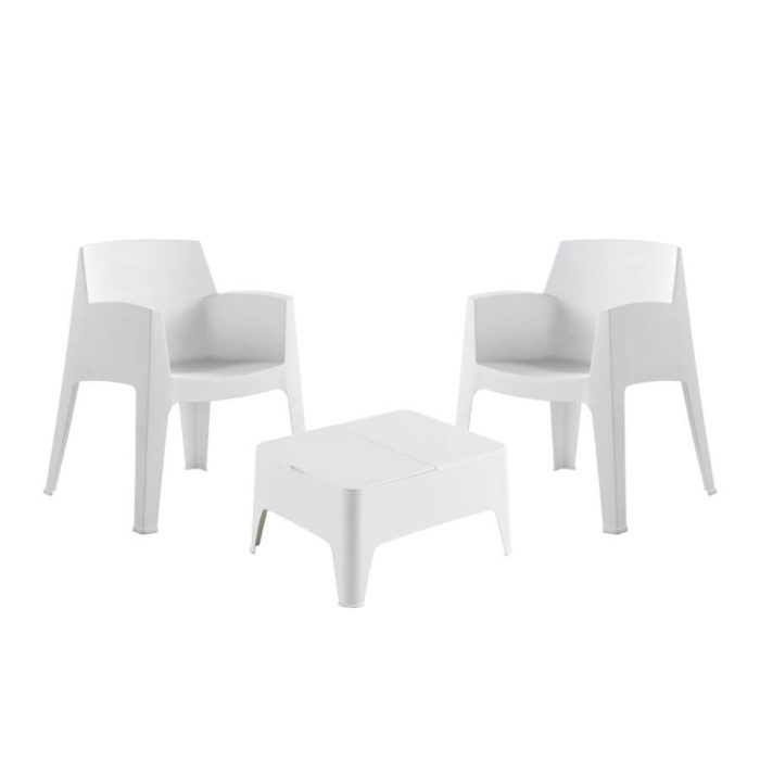 Conjunto de Muebles de Jardín de Plástico Reciclado - Costa Blanco | Sillón y Mesa Exterior