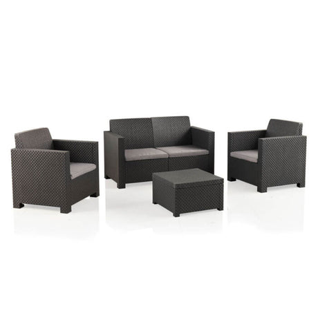 Conjunto de Muebles de Jardín de Plástico Reciclado - Evo Confort Antracita | Sofá y Sillón Exterior