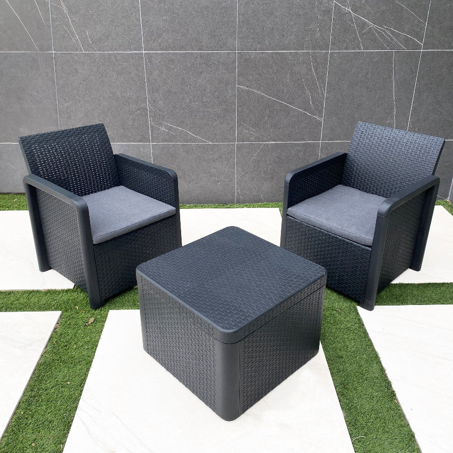 Nassau Tête-à-Tête Garden Set with Storage | Recycled Plastic Chairs and Table