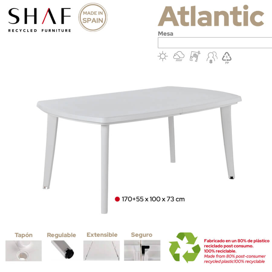 Atlantic Extendable Outdoor Table | Recycled Plastic and Functional Design