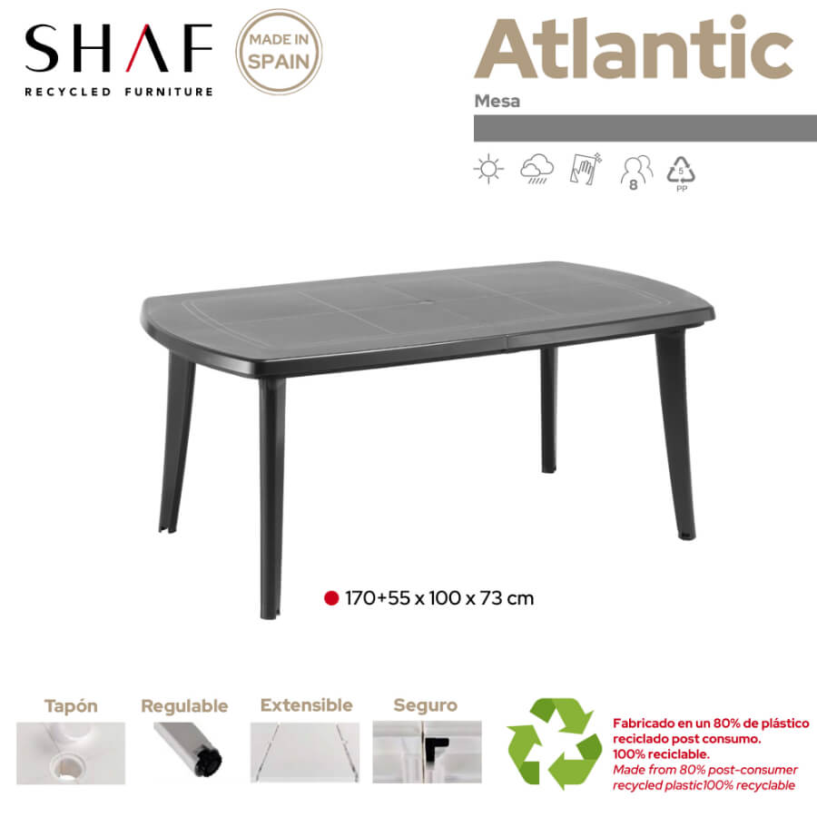 Atlantic Extendable Outdoor Table | Recycled Plastic and Functional Design