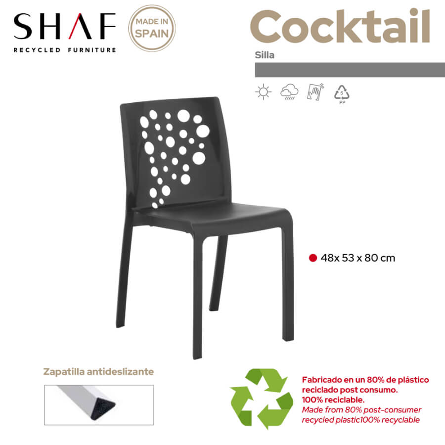 Pack of 6 Injection-molded Plastic Cocktail Chairs | Lightweight and Versatile