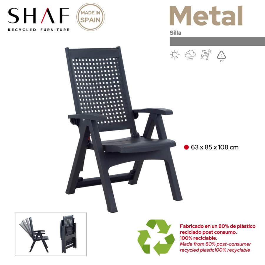 Metal Recliner Chair (Pack of 2) | Multi-Position and Ergonomic Design for the Garden