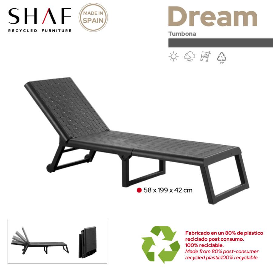Dream Folding Lounger with Adjustable Backrest | Ideal for Garden and Pool
