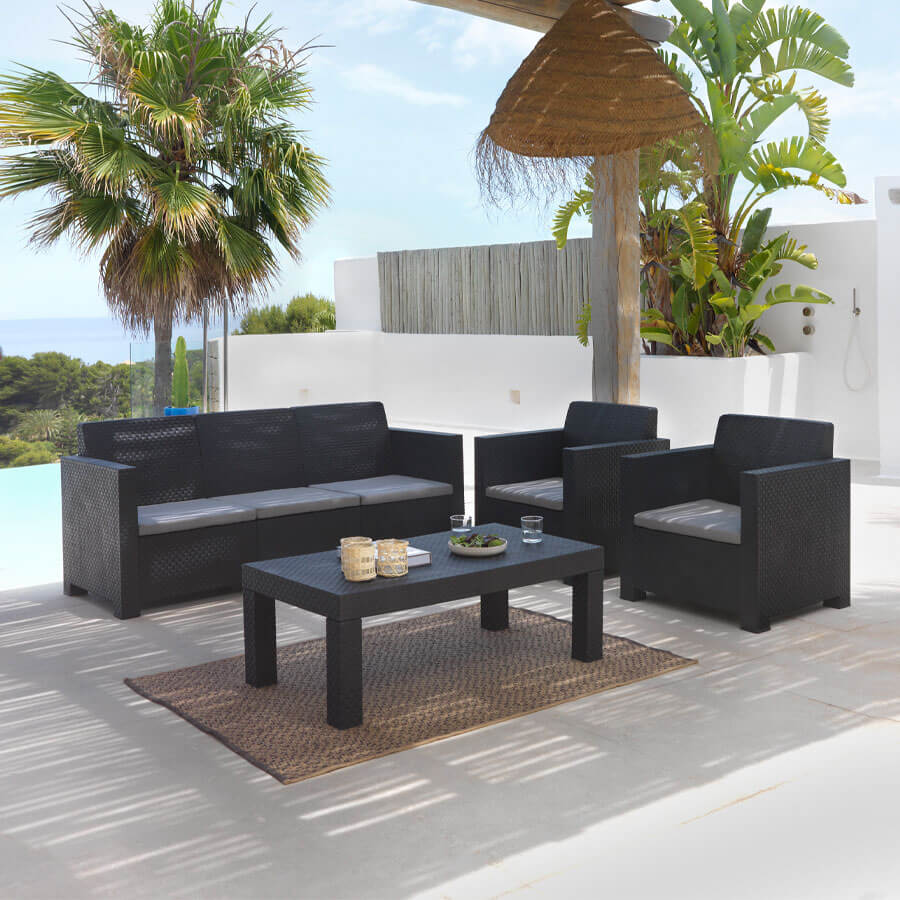 Conjunto de Muebles de Jardín de Plástico Reciclado - Belice | Estilo Contemporáneo y Sostenible