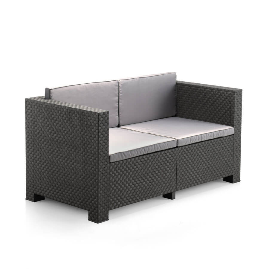 Conjunto de Muebles de Jardín de Plástico Reciclado - Diva Confort | Sofá, Mesa y Sillón Exterior