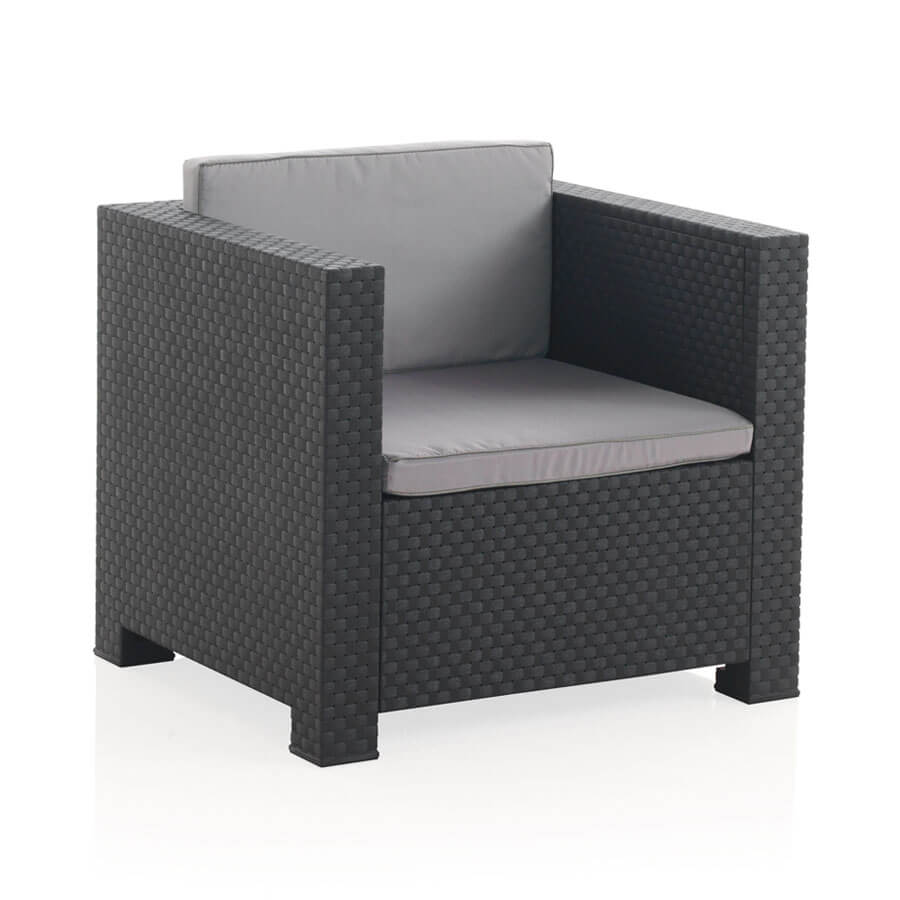 Conjunto de Muebles de Jardín de Plástico Reciclado - Diva Confort | Sofá, Mesa y Sillón Exterior