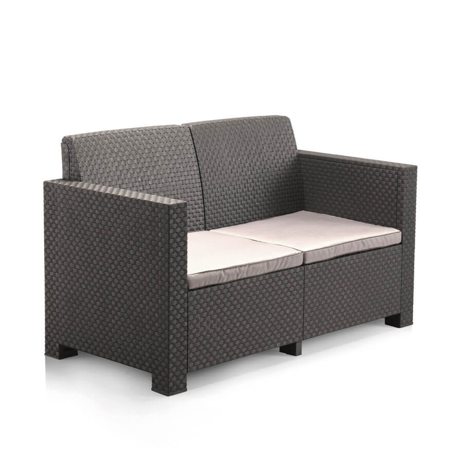 Conjunto de Muebles de Jardín de Plástico Reciclado - Evo Confort Antracita | Sofá y Sillón Exterior