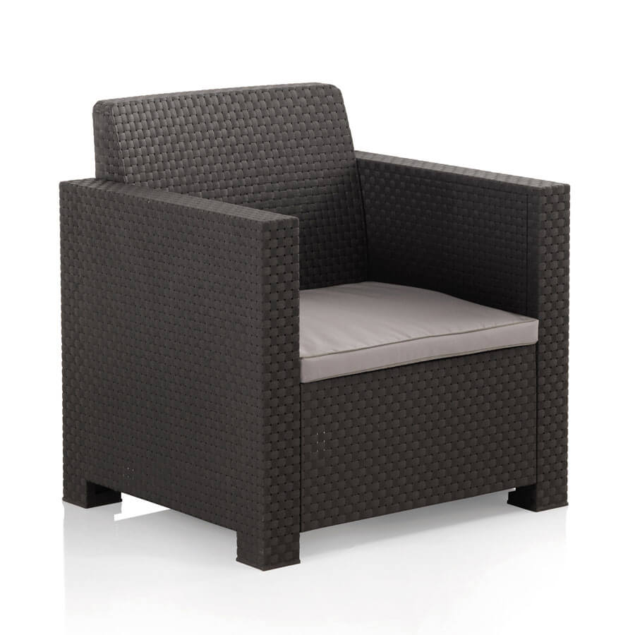 Conjunto de Muebles de Jardín de Plástico Reciclado - Evo Confort Antracita | Sofá y Sillón Exterior