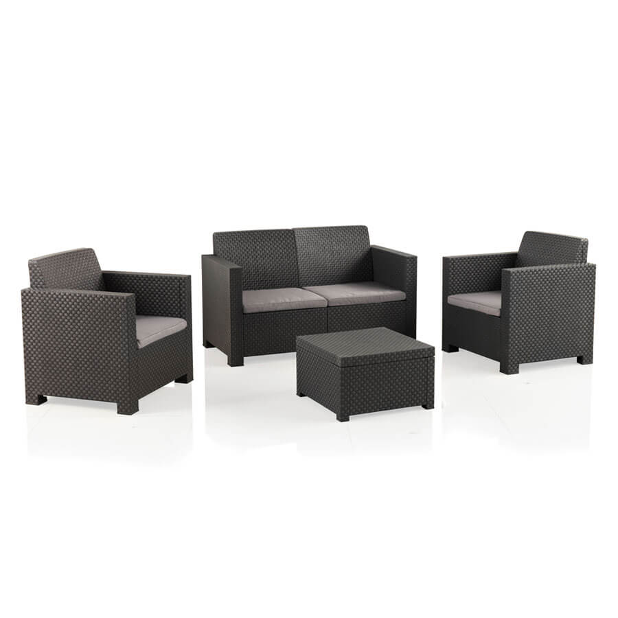Conjunto de Muebles de Jardín de Plástico Reciclado - Evo Confort Antracita | Sofá y Sillón Exterior