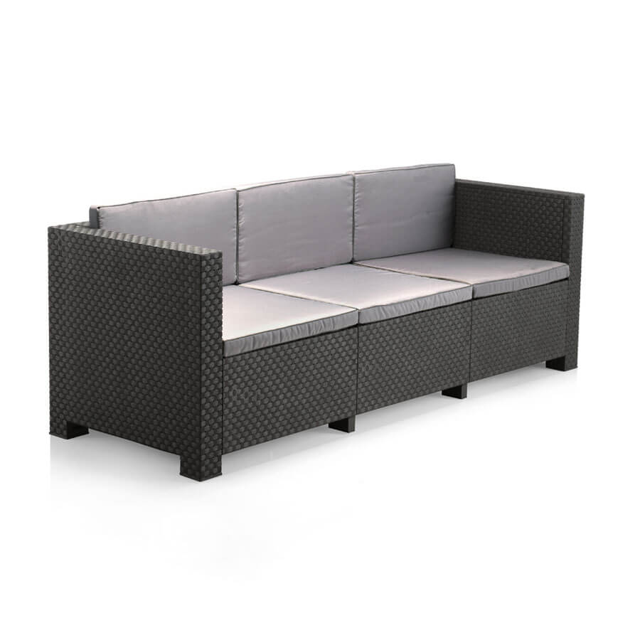 Manhattan Recycled Plastic Garden Furniture Set | Sofa, Ottoman, and Outdoor Armchair