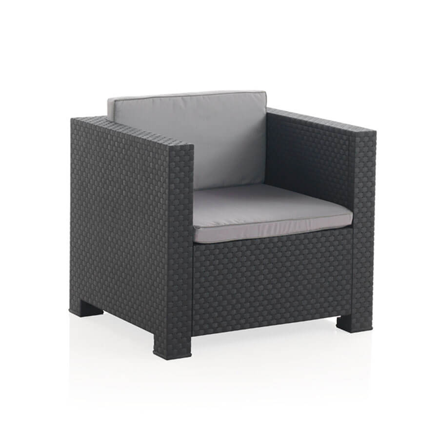 Manhattan Recycled Plastic Garden Furniture Set | Sofa, Ottoman, and Outdoor Armchair