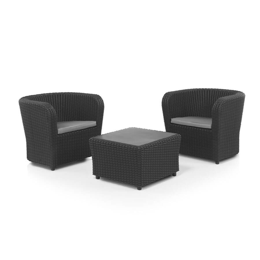 Conjunto de Jardín de Plástico Reciclado - Nova Tête-à-Tête Grafito | Sillón y Mesa para Exterior