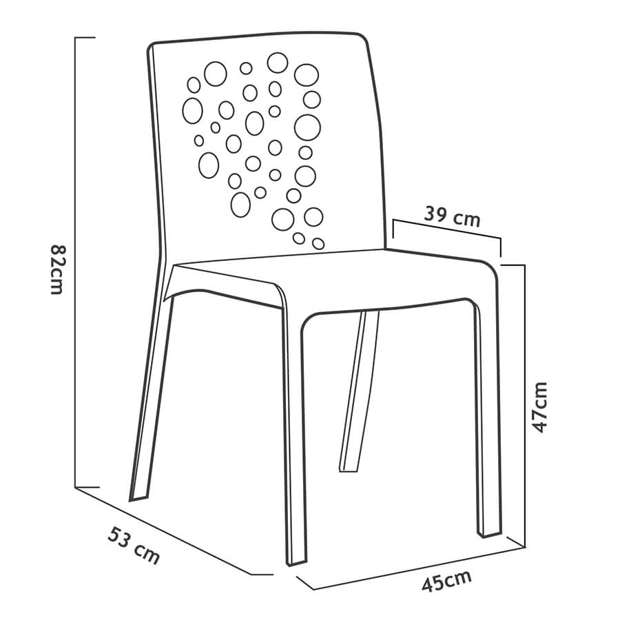 Pack of 6 Injection-molded Plastic Cocktail Chairs | Lightweight and Versatile