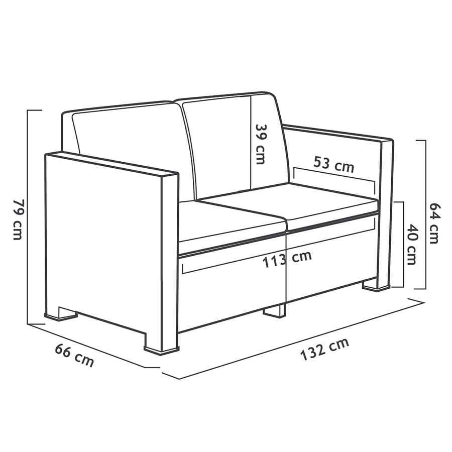 Conjunto de Muebles de Jardín de Plástico Reciclado - Evo Confort Antracita | Sofá y Sillón Exterior