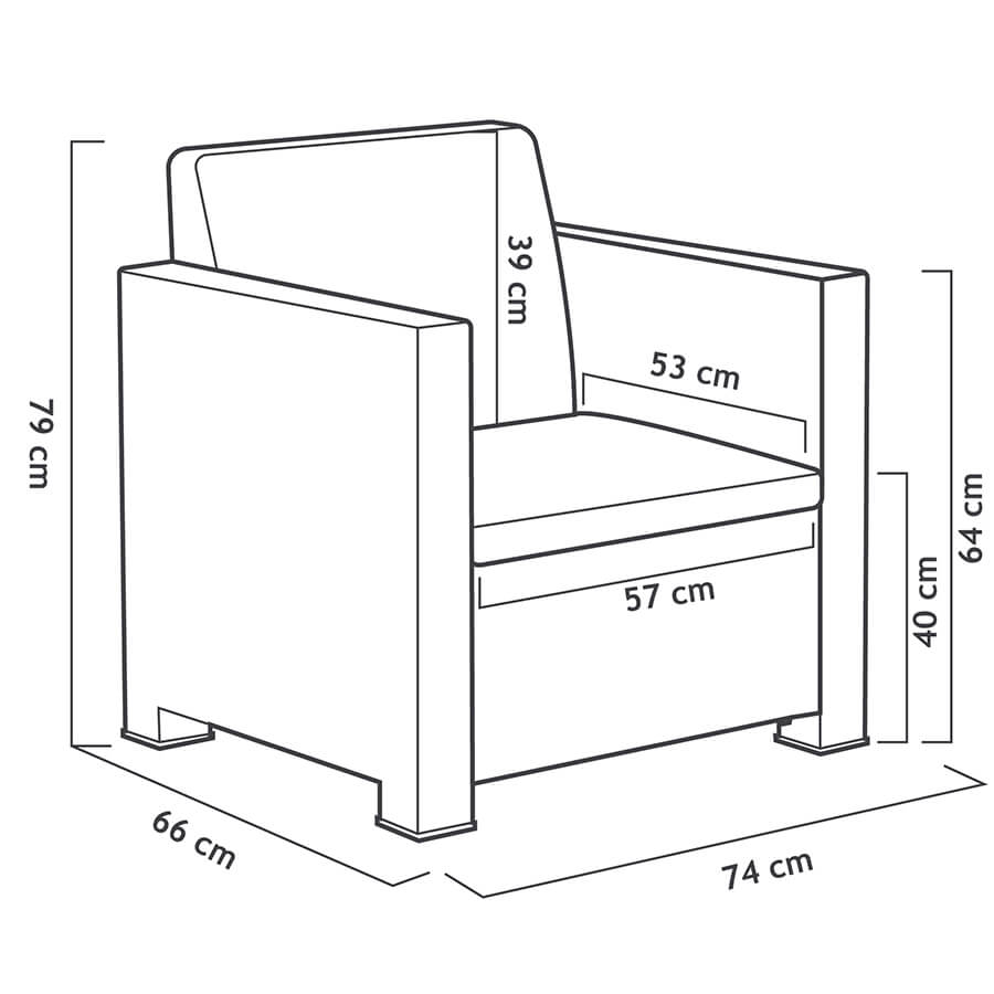 Conjunto de Muebles de Jardín de Plástico Reciclado - Evo Confort Antracita | Sofá y Sillón Exterior