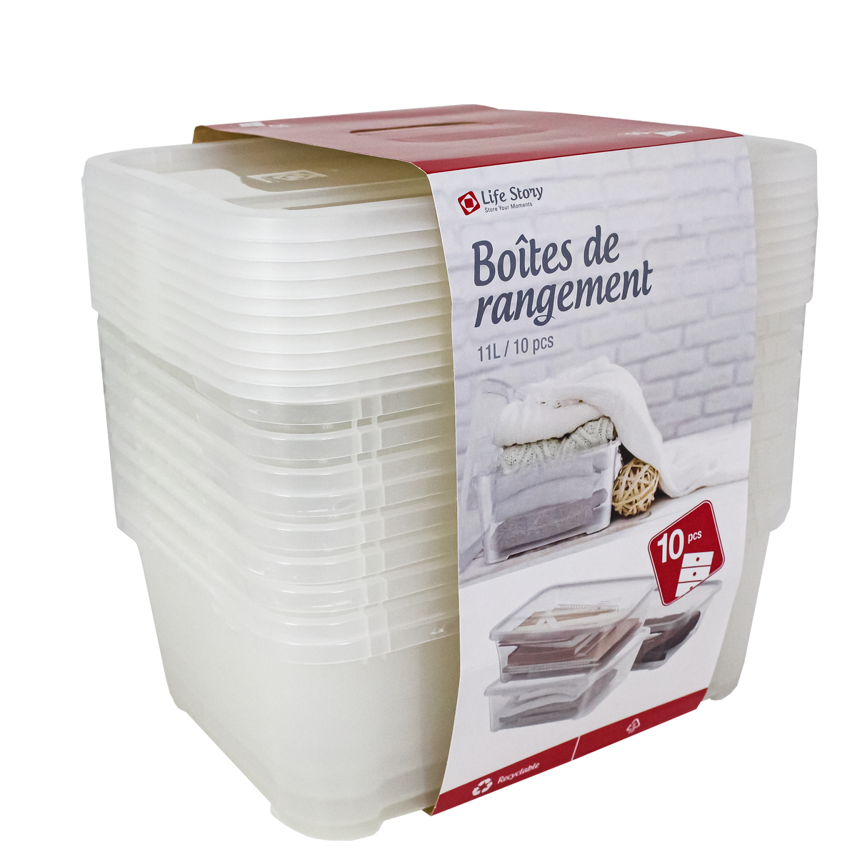 Pack de 20 Cajas de Almacenamiento Life Story 11L Transparentes con Tapa