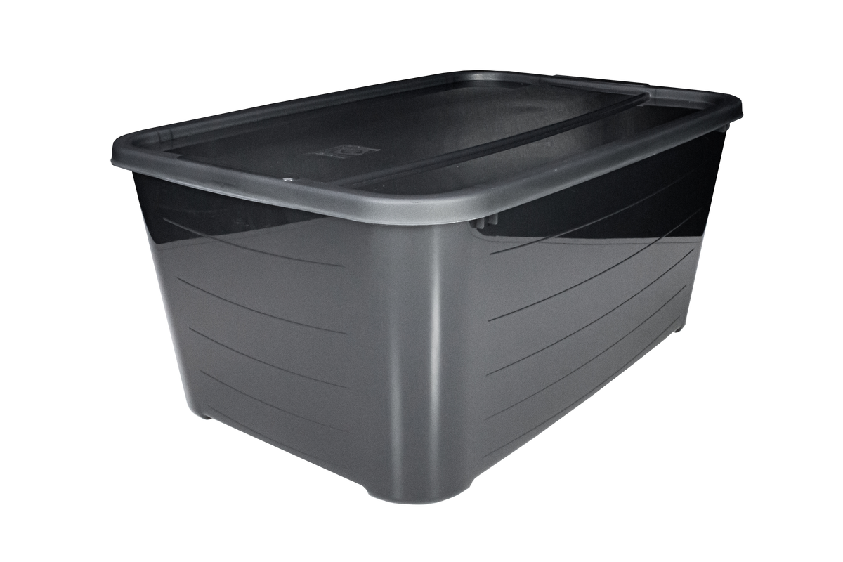 Pack de 2 Cajas Organizadoras de Plástico Negro 45L Life Story con Tapa