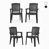 Pack de 4 sillas de plástico con reposabrazos Metal | Apilables y hechas con material reciclado