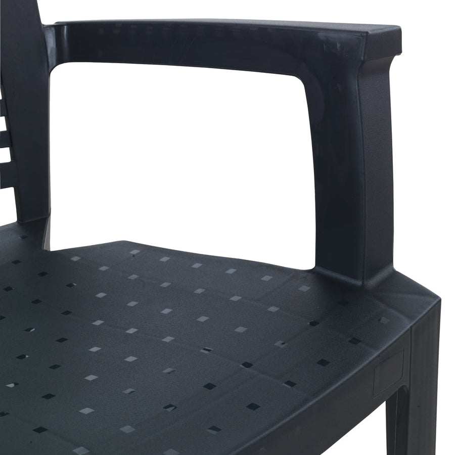 Pack de 4 sillas de plástico con reposabrazos Metal | Apilables y hechas con material reciclado