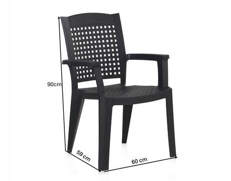 Pack de 4 sillas de plástico con reposabrazos Metal | Apilables y hechas con material reciclado