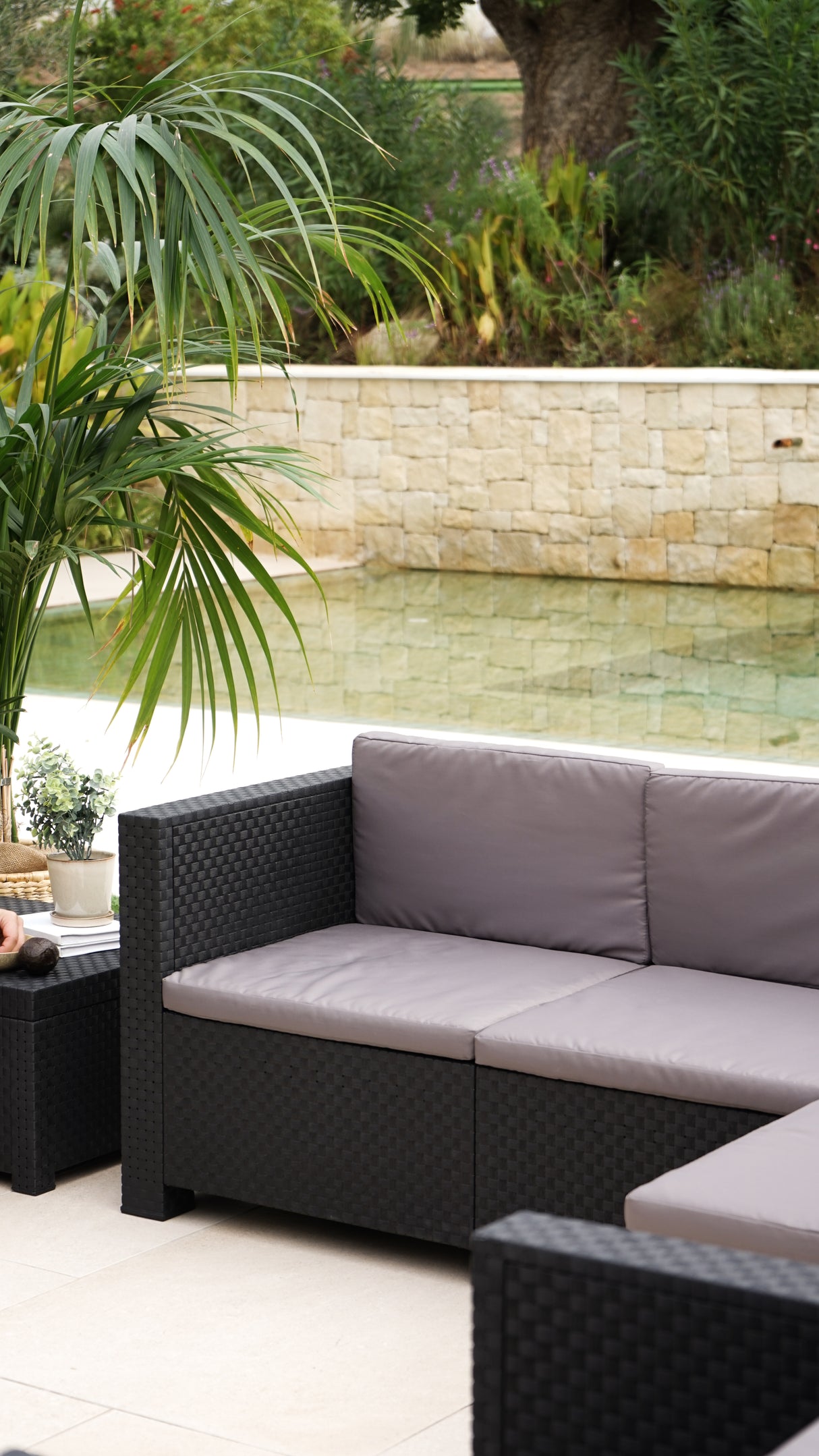 Manhattan Recycled Plastic Garden Furniture Set | Sofa, Ottoman, and Outdoor Armchair