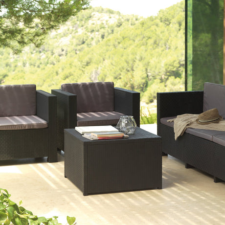 Conjunto de móveis de jardim de plástico reciclado - Diva Confort Graphite | Sofá e poltrona para área externa