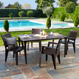 Pack x4 Sillas de Jardín Apilables Legno | Sillas con Reposabrazos y Textura imitación a Madera
