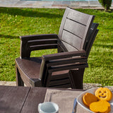 Pack x4 Sillas de Jardín Apilables Legno | Sillas con Reposabrazos y Textura imitación a Madera