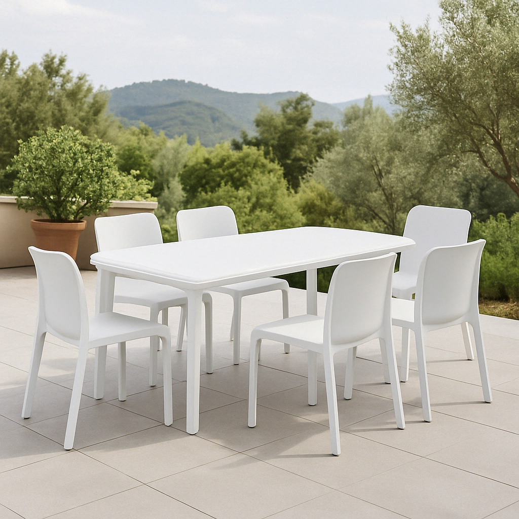 Conjunto de Terraza Atlanta | Mesa Extensible + 6 Sillas de Exterior