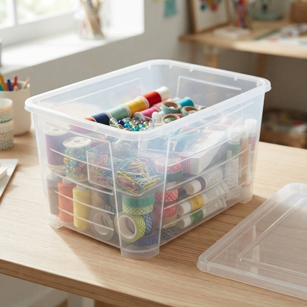 Pack de 3 Cajas de Almacenamiento Transparentes 19L con Tapa