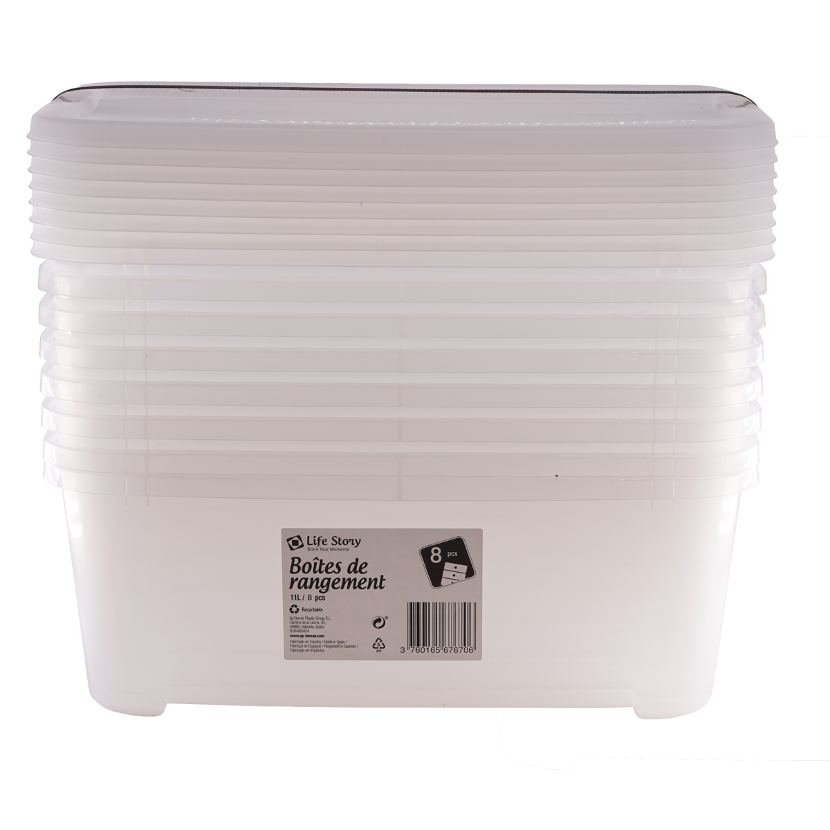 Pack de 8 Cajas Organizadoras Life Story 11 Litros
