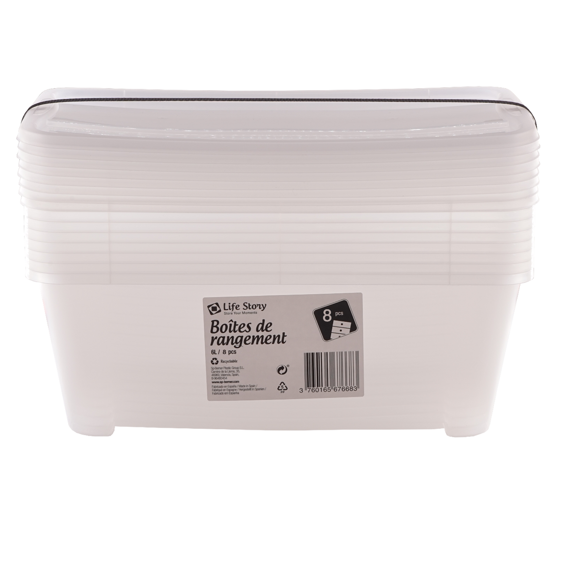 Pack de 8 Cajas Organizadoras con Tapa 6L