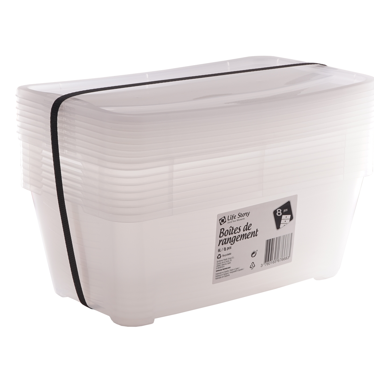 Pack de 8 Cajas Organizadoras con Tapa 6L