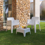 Conjunto de móveis de jardim de plástico reciclado - Costa Blanco | Cadeira e mesa para área externa